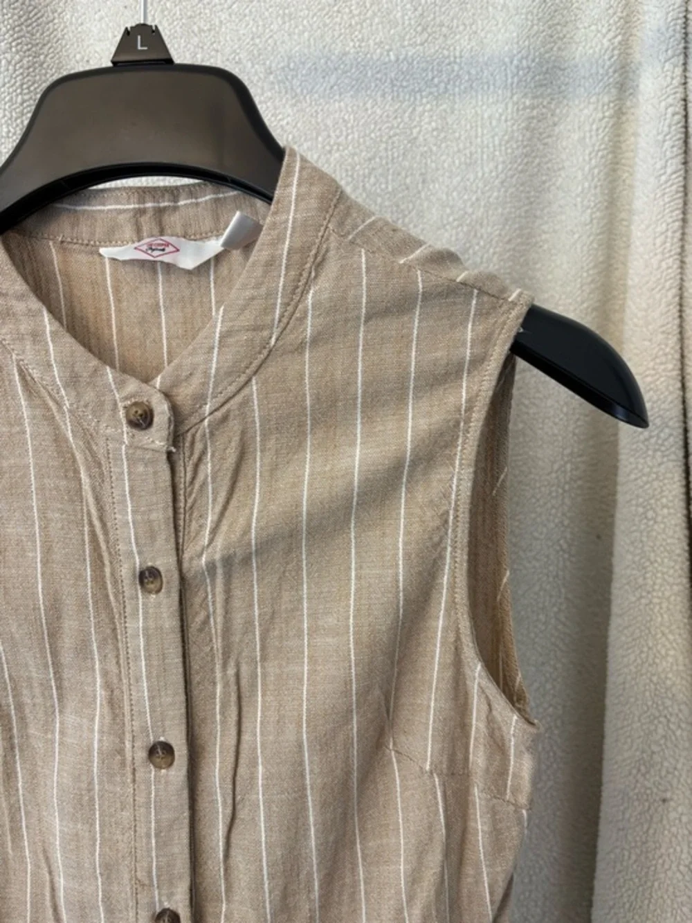 Lee Cooper Beige & White Button-Front Sleeveless Cotton Blend Dress Size Small - Picture 4 of 12
